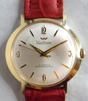 Waltham 21 Jewel Swiss Manual Wind Gold Plated Vintage 1960's Men’s Watch...33mm