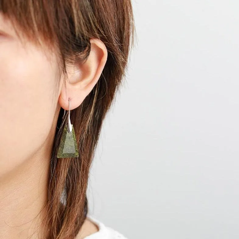 Wiluray Green Jasper Drop Earrings