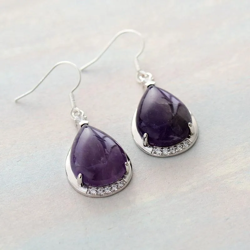 Yuwin Amethyst Rhinestones Earrings