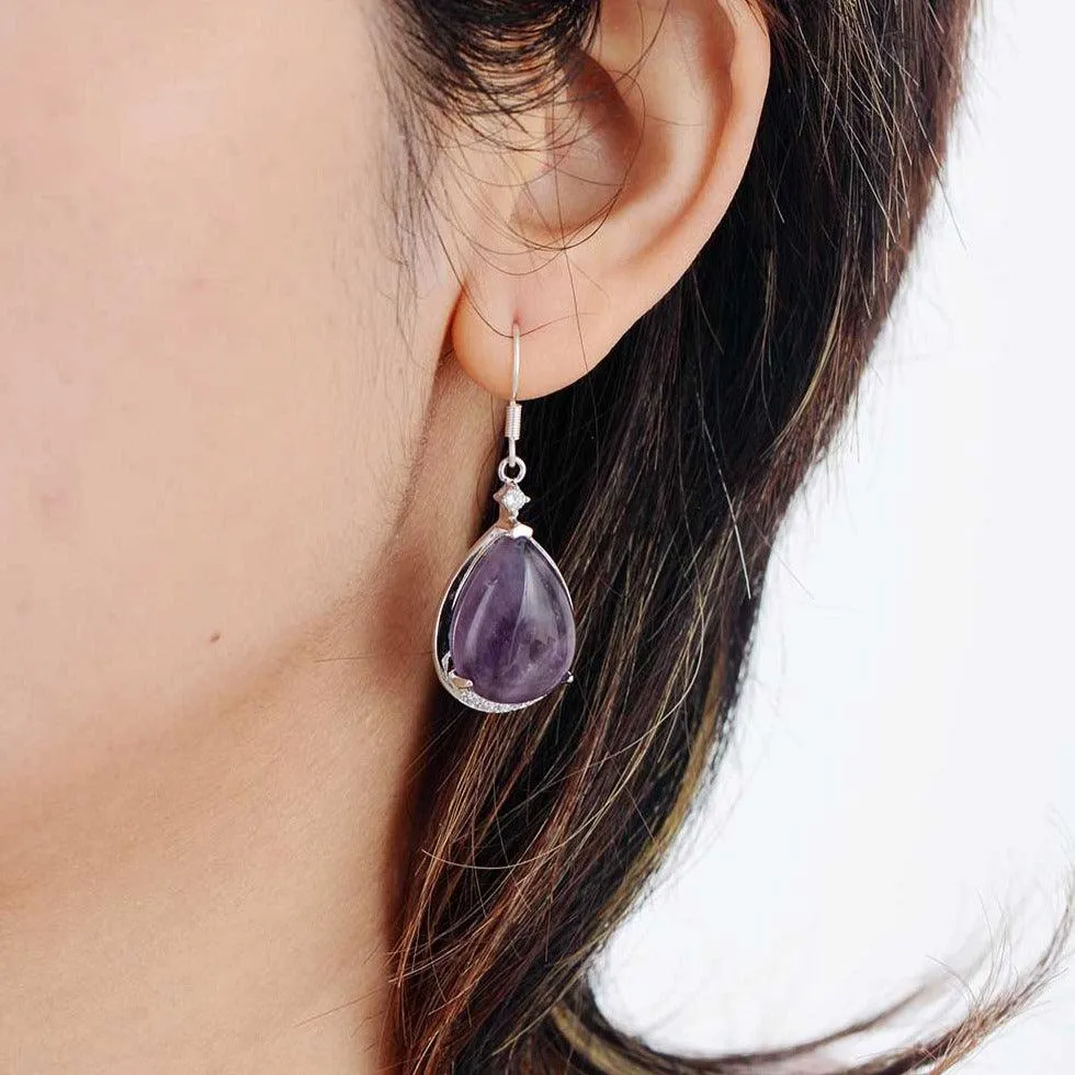 Yuwin Amethyst Rhinestones Earrings