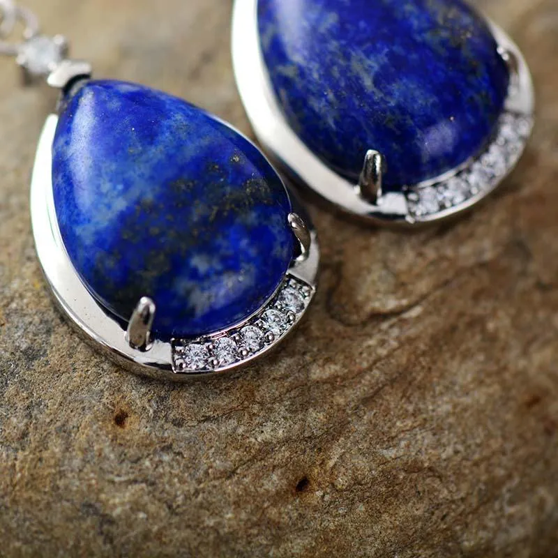 Yuwin Lapis Lazuli Rhinestones Earrings