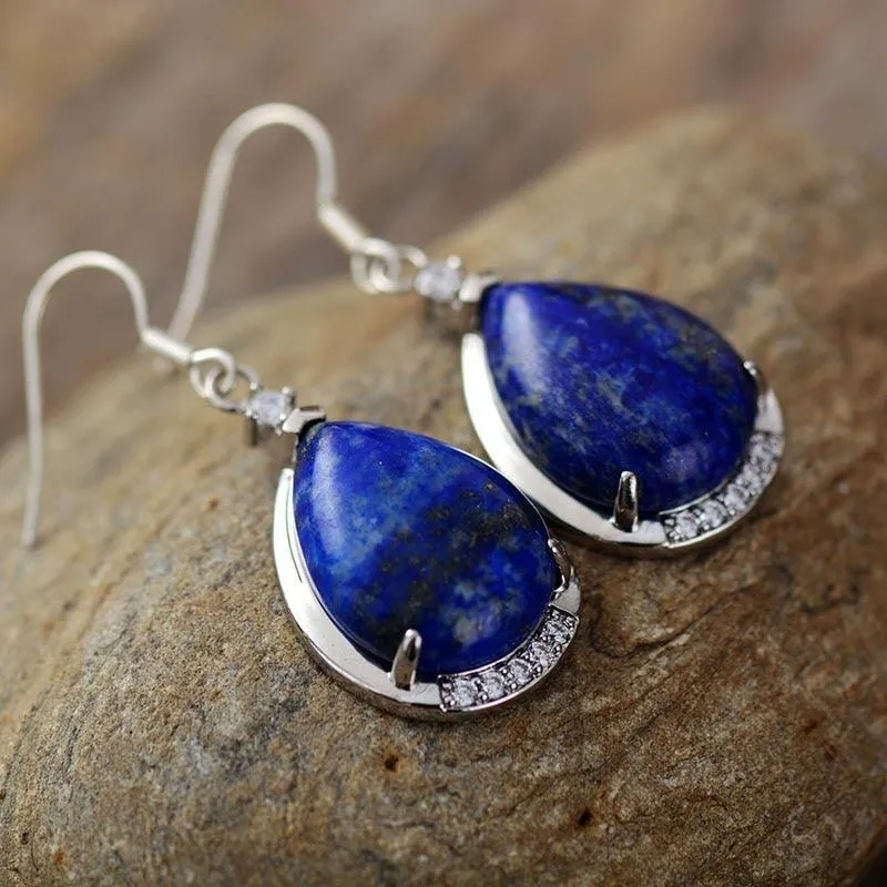 Yuwin Lapis Lazuli Rhinestones Earrings